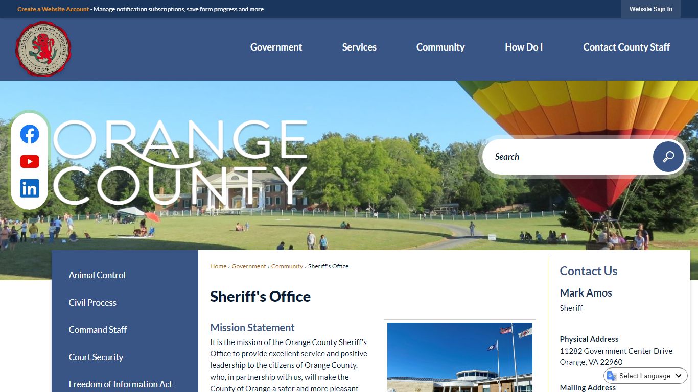 Sheriff's Office | Orange County, VA - Official Website