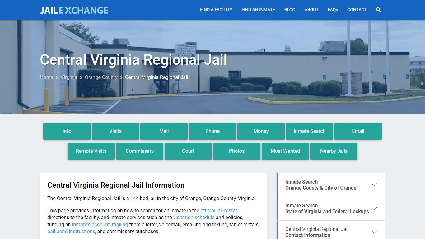 Central Virginia Regional Jail, VA Inmate Search, Information