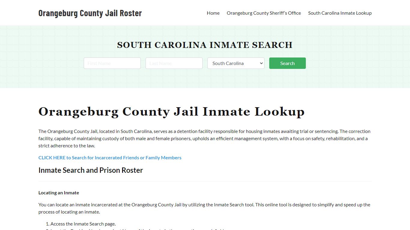 Orangeburg County Jail Roster Lookup, SC, Inmate Search