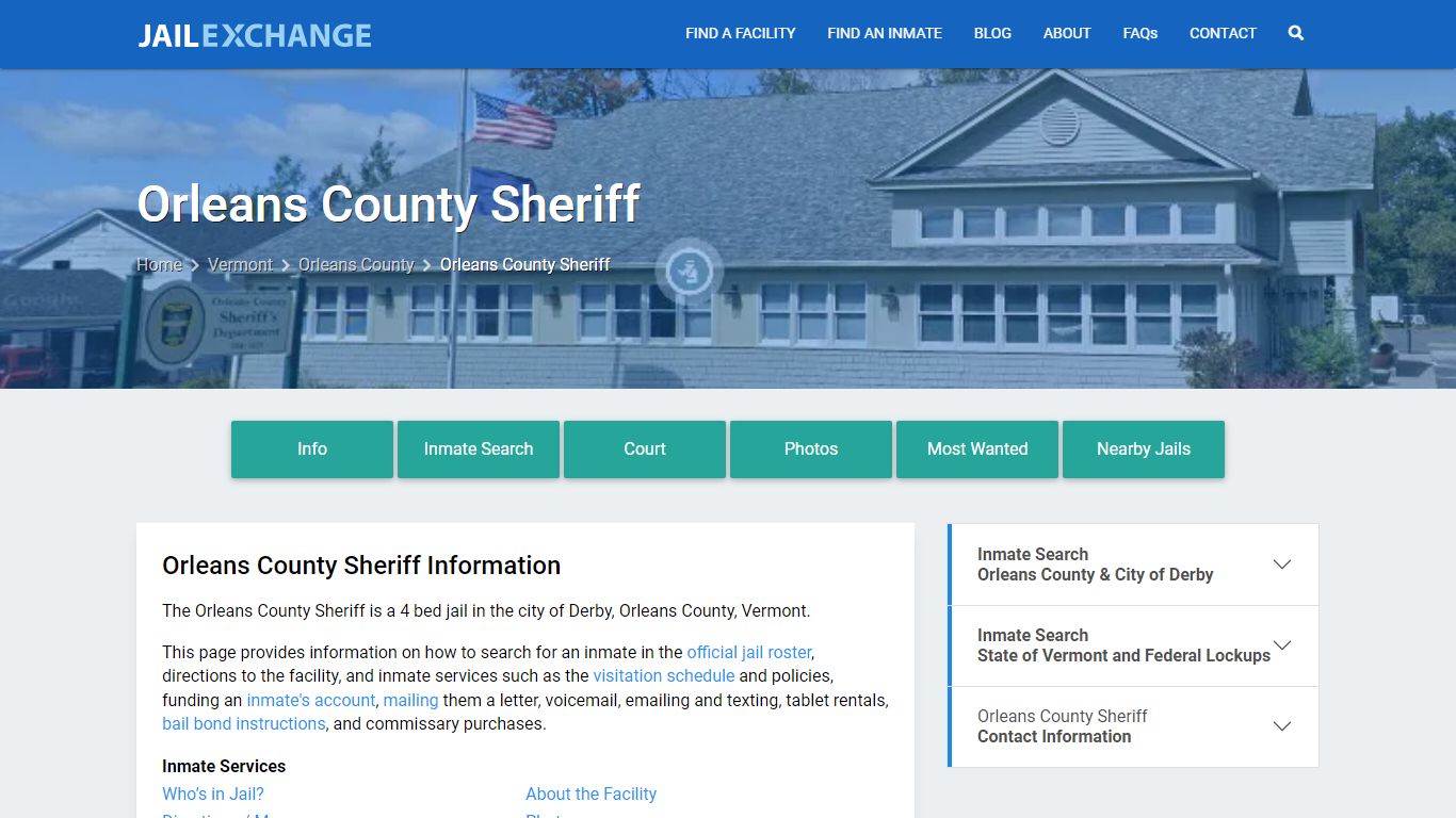 Orleans County Sheriff, VT Inmate Search, Information - Jail Exchange