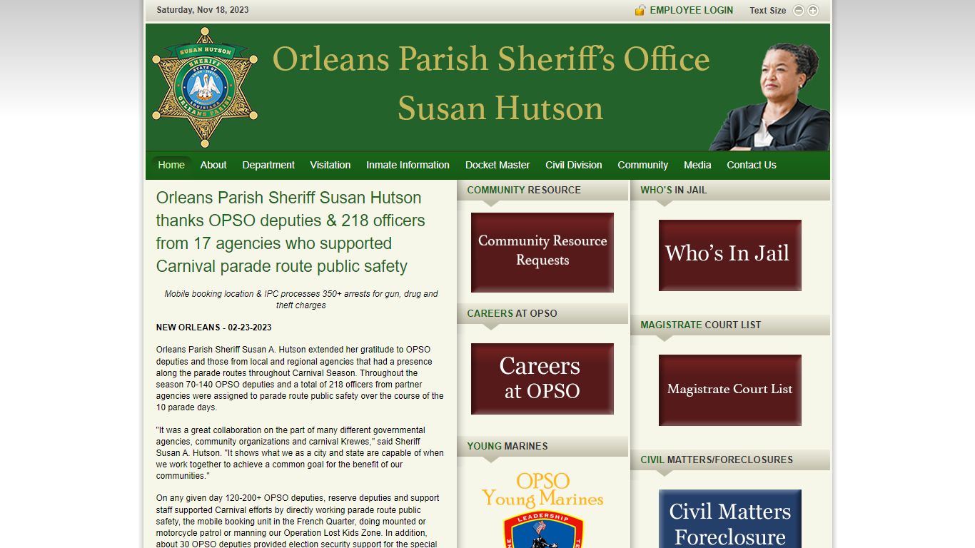 Welcome to Orleans Parish Sheriff's Office | Sheriff Susan Hutson