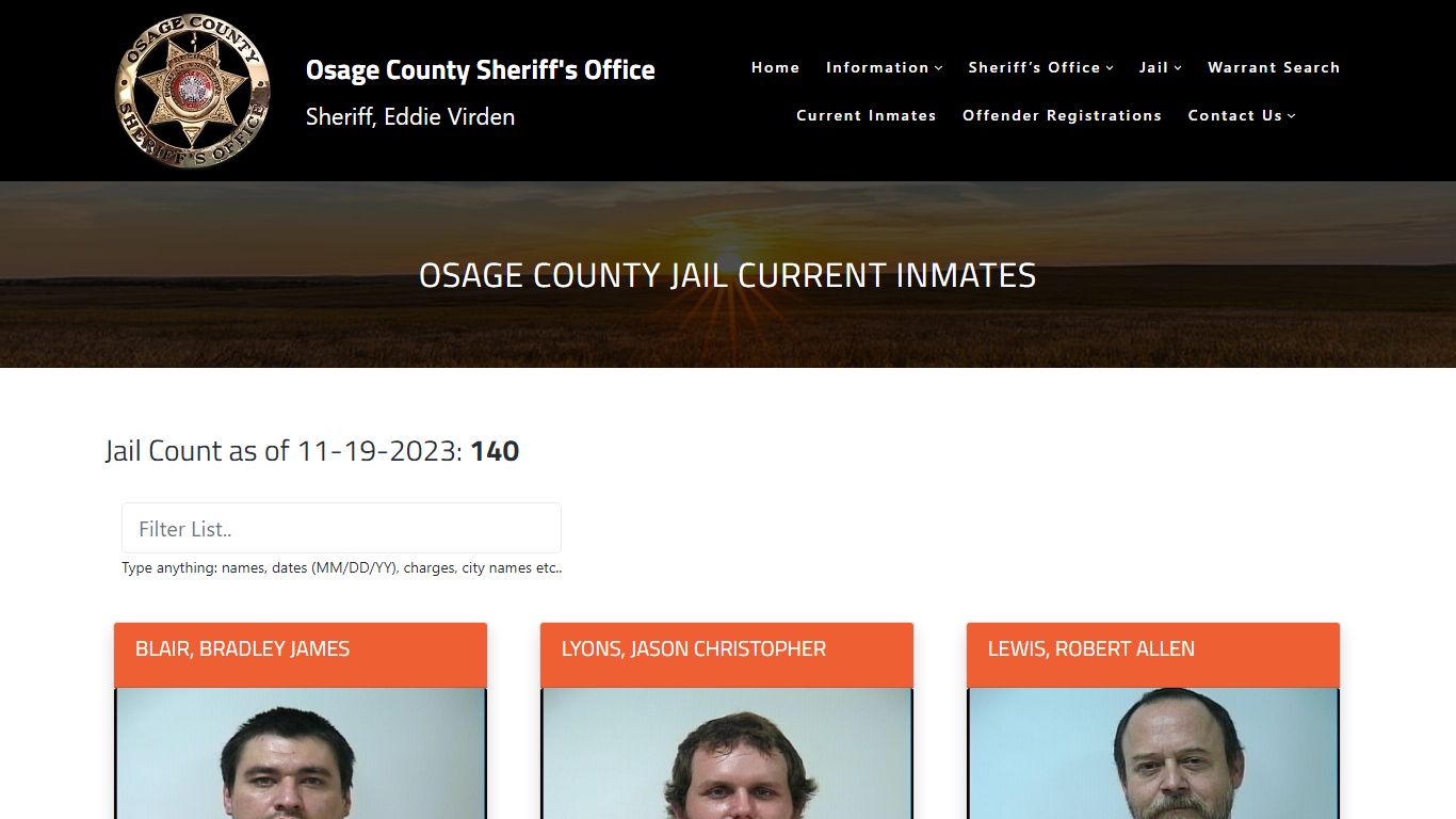 Osage County Jail Current Inmates – Osage County Sheriff's Office