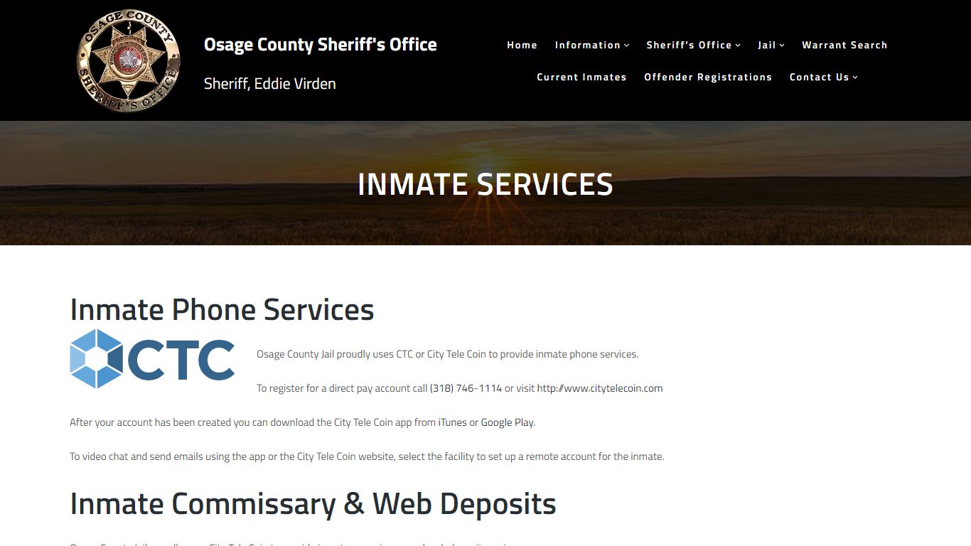 Inmate Services – Osage County Sheriff's Office - OCSO