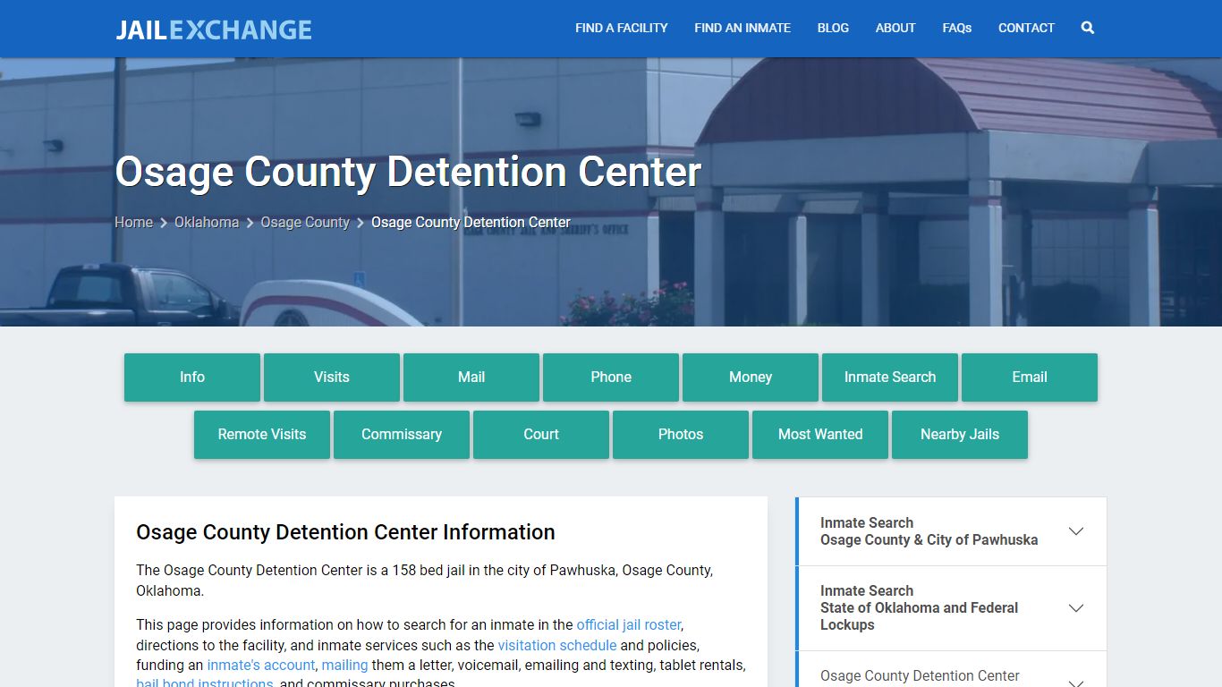 Osage County Detention Center, OK Inmate Search, Information
