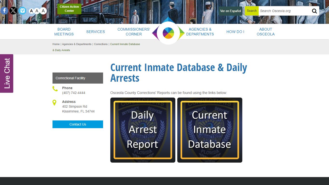 Current Inmate Database & Daily Arrests - Osceola County, Florida