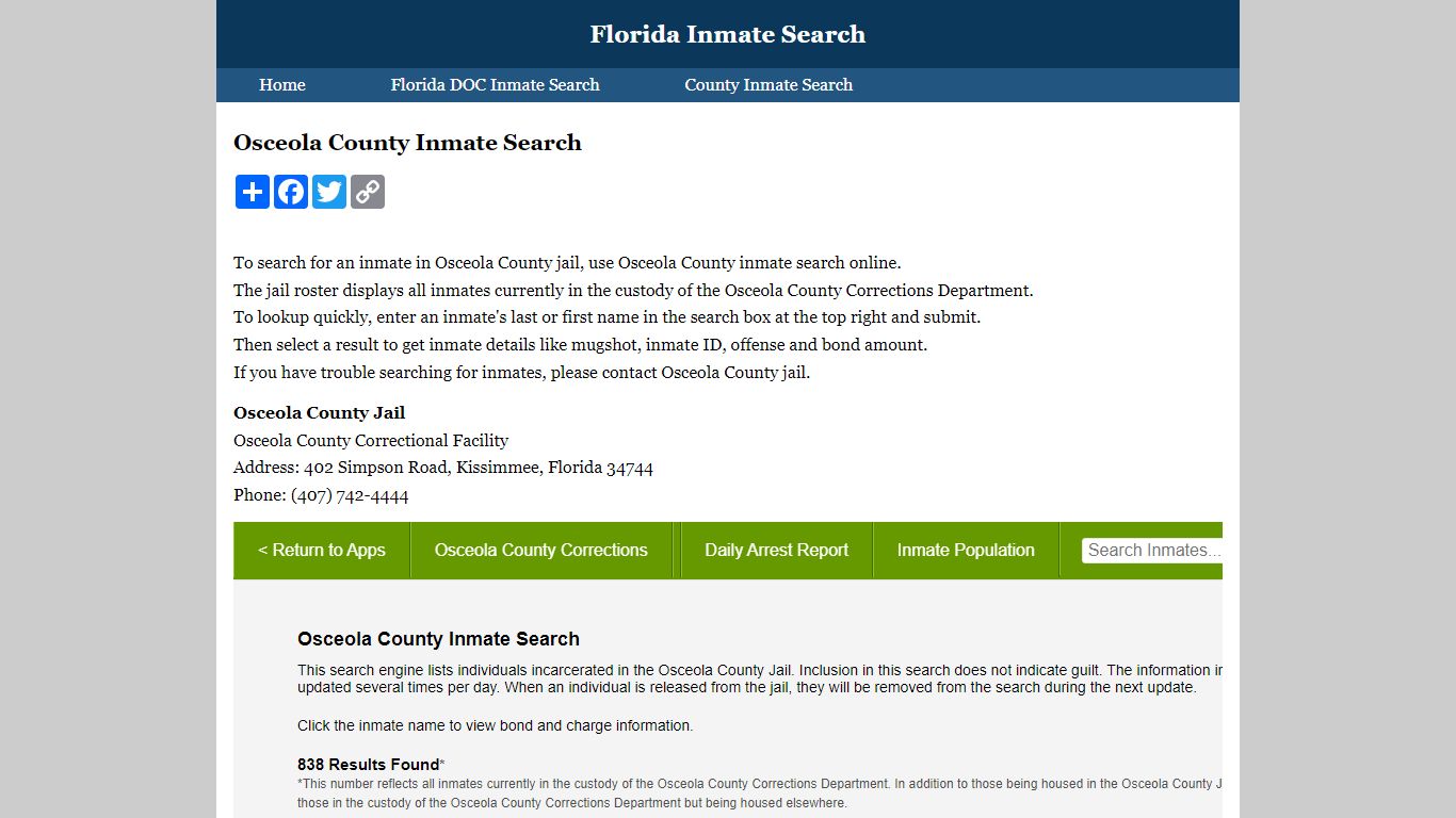 Osceola County Inmate Search