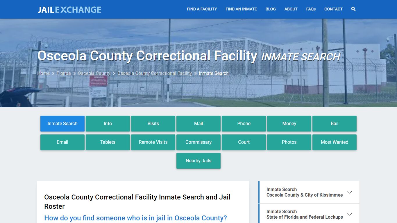 Osceola County Correctional Facility Inmate Search - Jail Exchange
