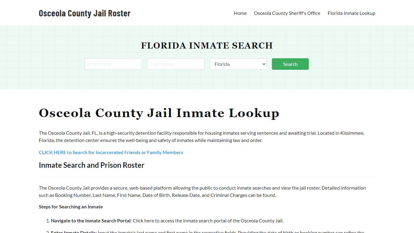 Osceola County Jail Roster Lookup, FL, Inmate Search