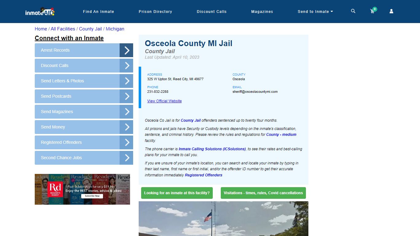 Osceola County MI Jail - Inmate Locator - Reed City, MI