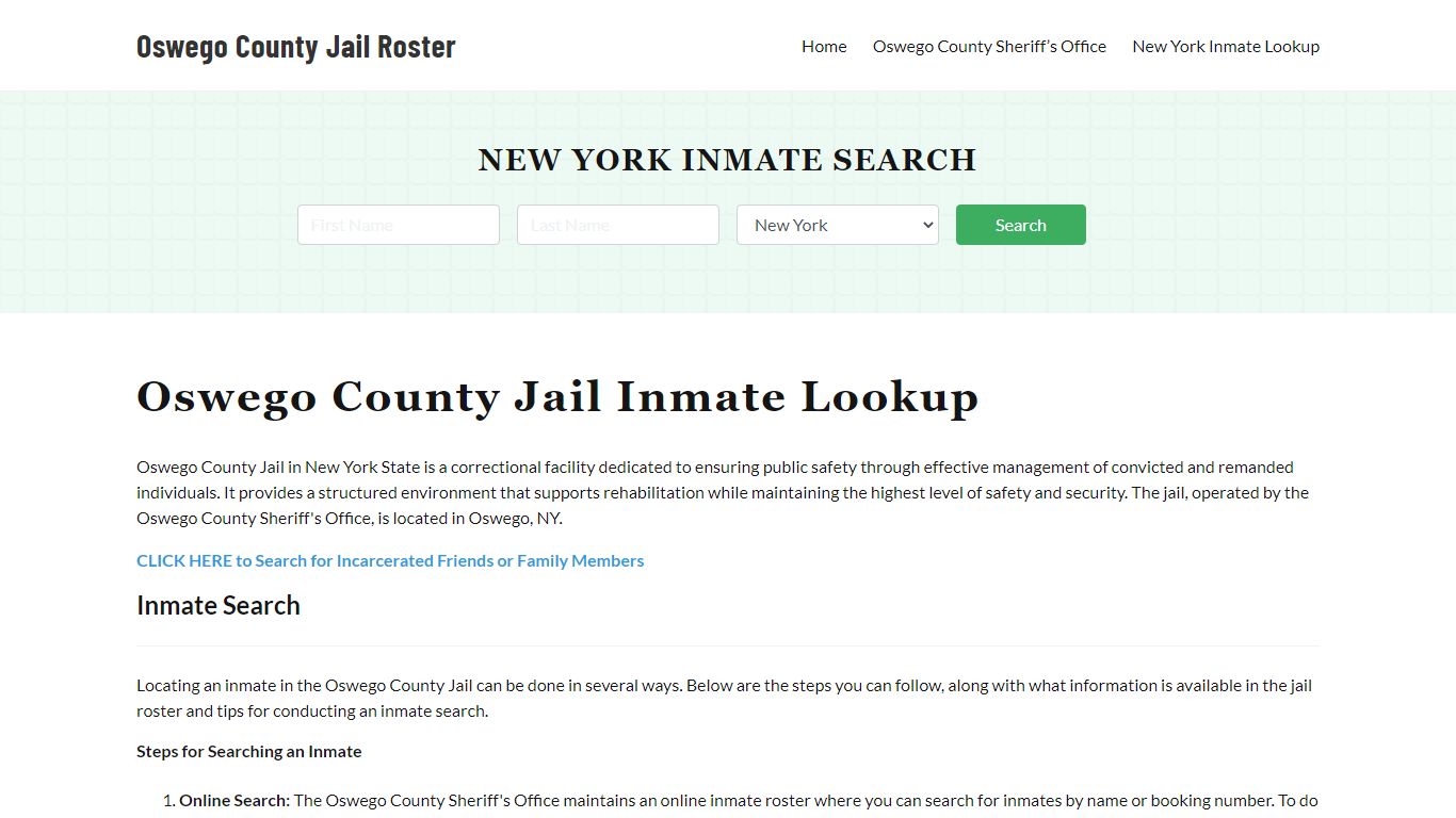 Oswego County Jail Roster Lookup, NY, Inmate Search