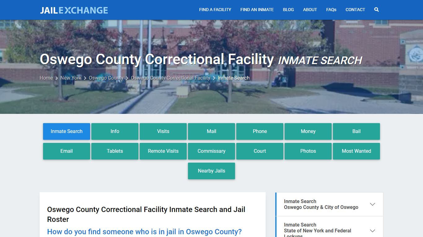 Oswego County Correctional Facility Inmate Search - Jail Exchange