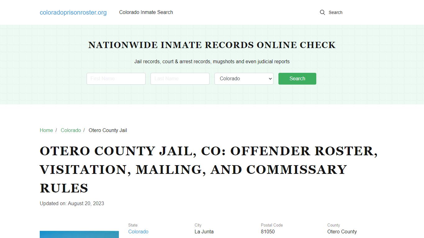Otero County Jail, CO: Inmate Lookup, Visitations, Contacts