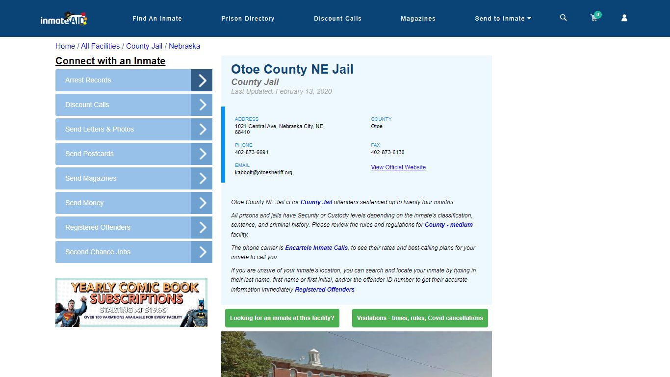 Otoe County NE Jail - Inmate Locator - Nebraska City, NE