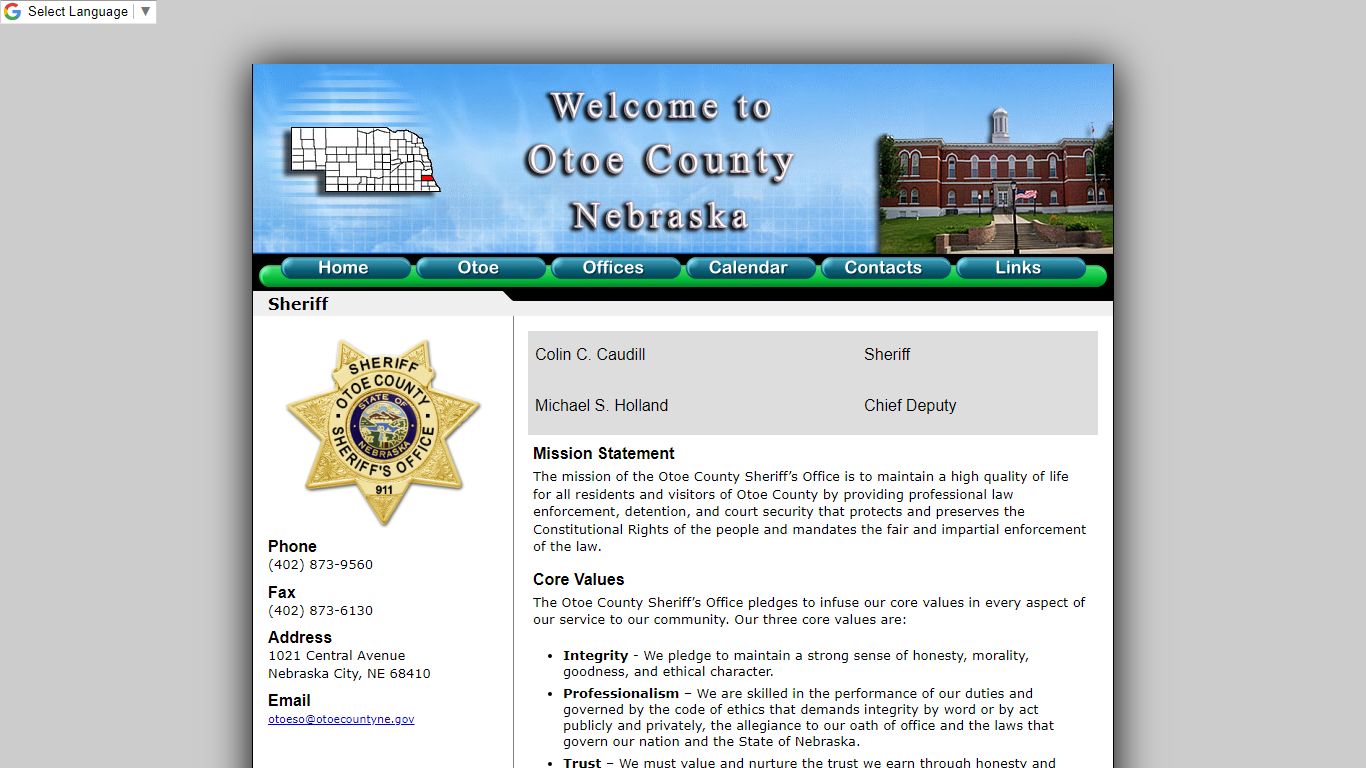 Sheriff - Otoe County, Nebraska