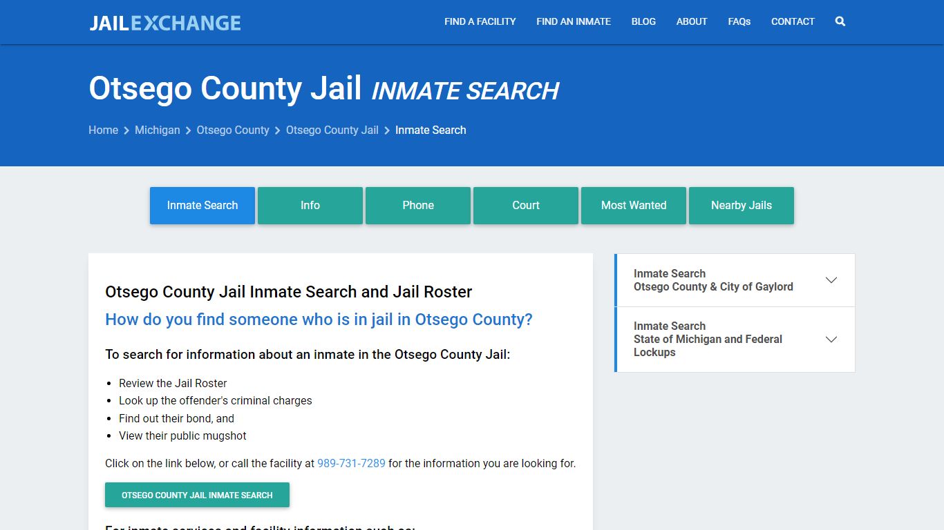 Inmate Search: Roster & Mugshots - Otsego County Jail, MI