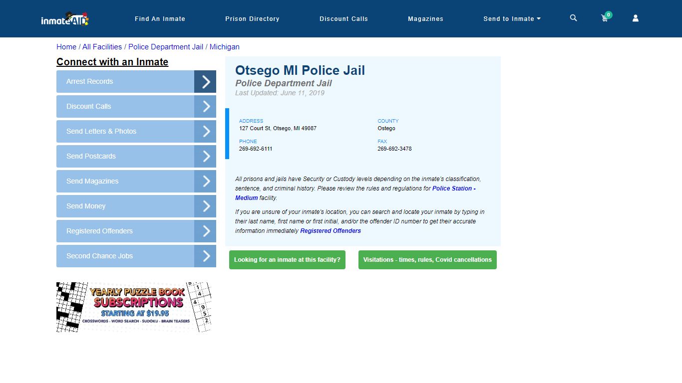Otsego MI Police Jail & Inmate Search - Otsego, MI