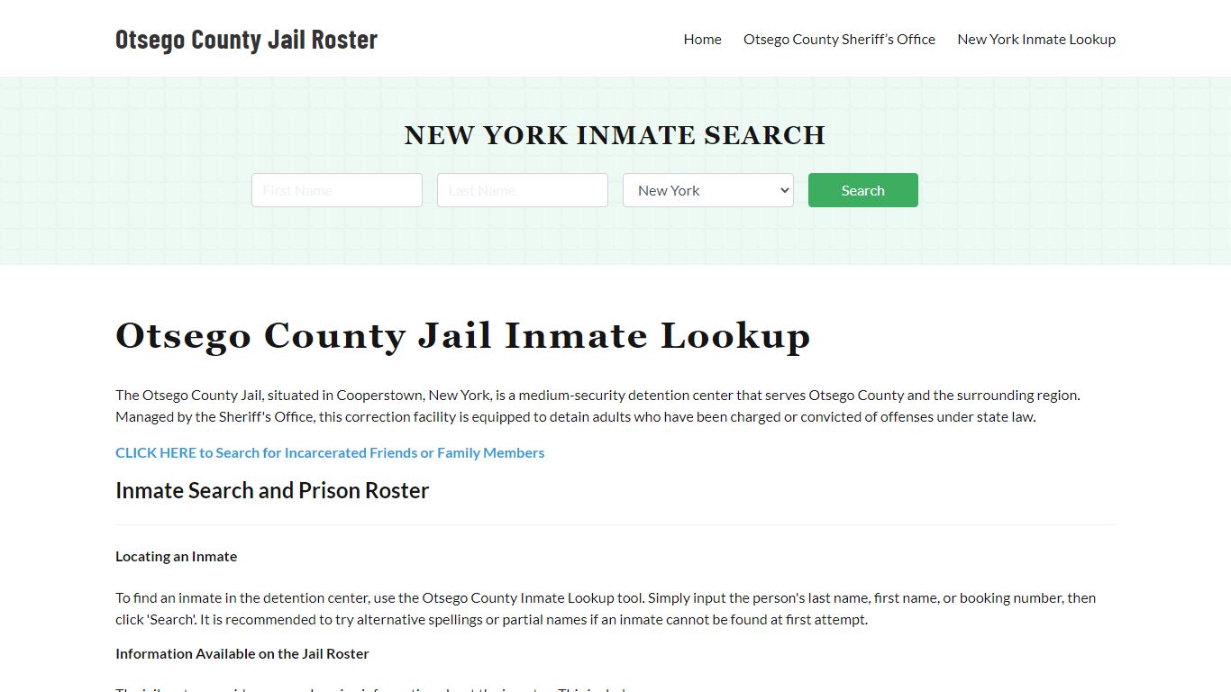 Otsego County Jail Roster Lookup, NY, Inmate Search