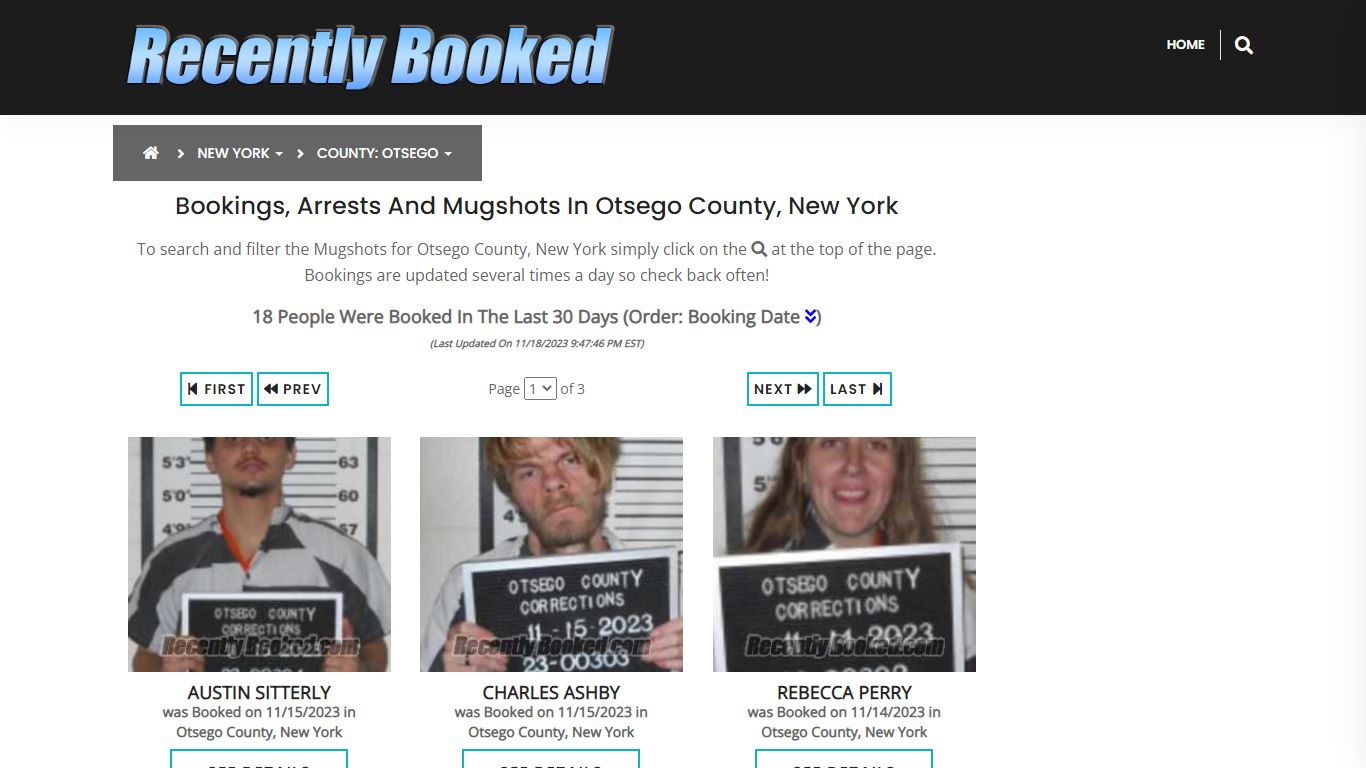 Bookings, Arrests and Mugshots in Otsego County, New York
