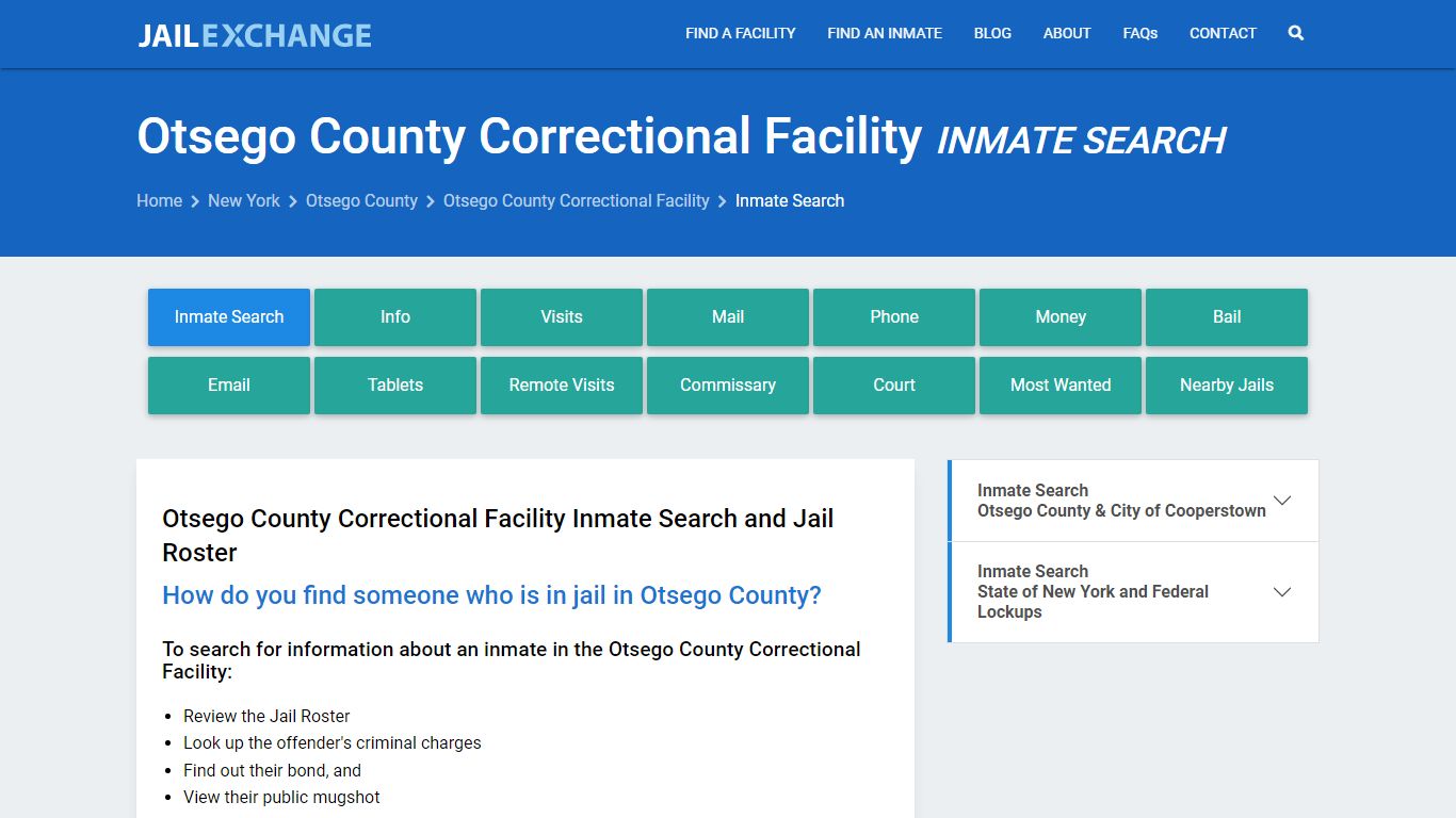 Otsego County Correctional Facility Inmate Search - Jail Exchange
