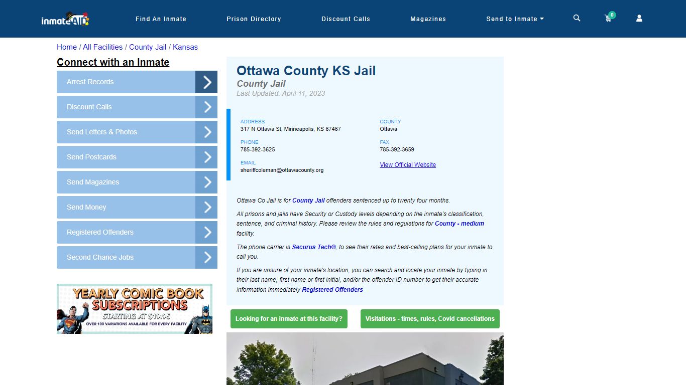 Ottawa County KS Jail - Inmate Locator - Minneapolis, KS