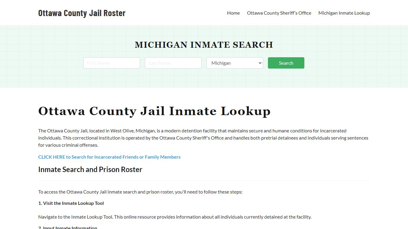 Ottawa County Jail Roster Lookup, MI, Inmate Search