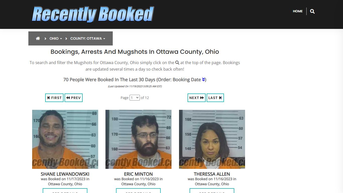 Recent bookings, Arrests, Mugshots in Ottawa County, Ohio - Recently Booked