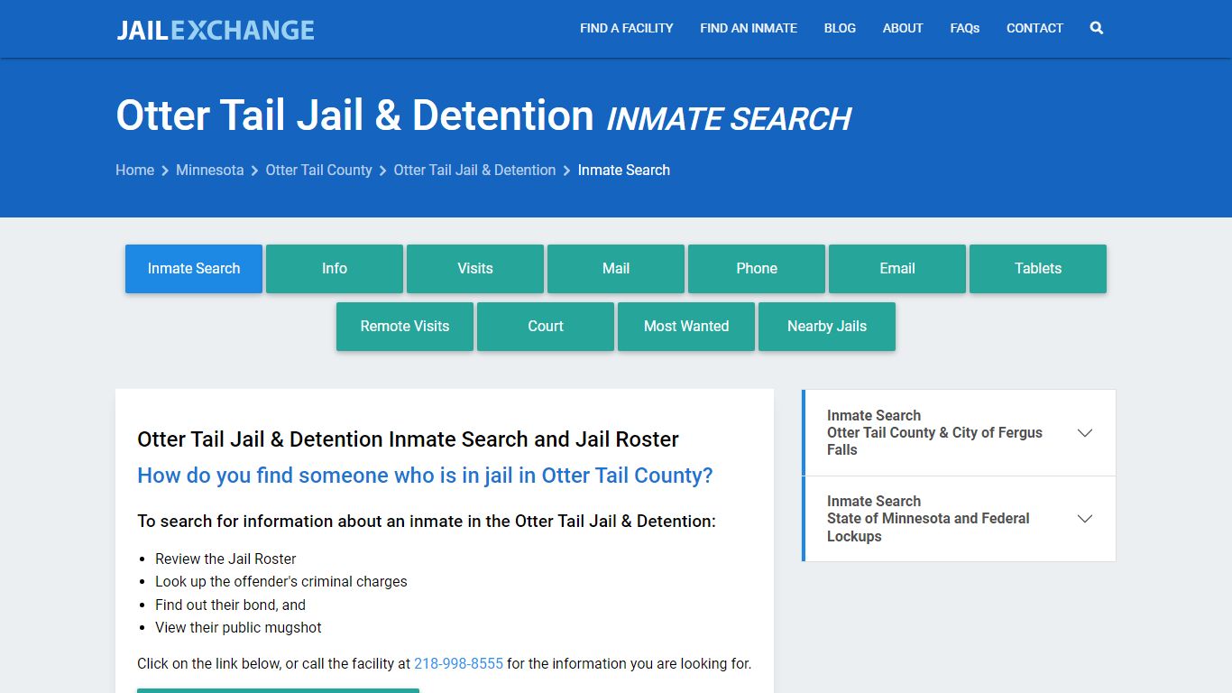 Inmate Search: Roster & Mugshots - Otter Tail Jail & Detention, MN