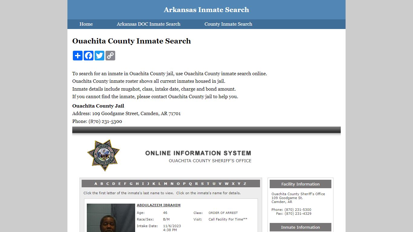 Ouachita County Inmate Search