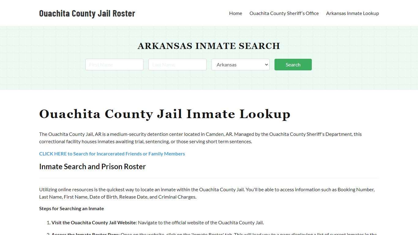 Ouachita County Jail Roster Lookup, AR, Inmate Search