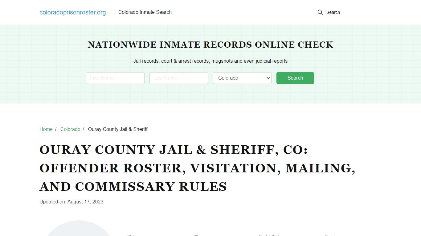 Ouray County Jail & Sheriff, CO: Inmate Lookup, Visitations, Contacts
