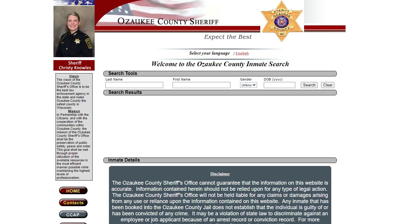Ozaukee County Inmate Locator Website