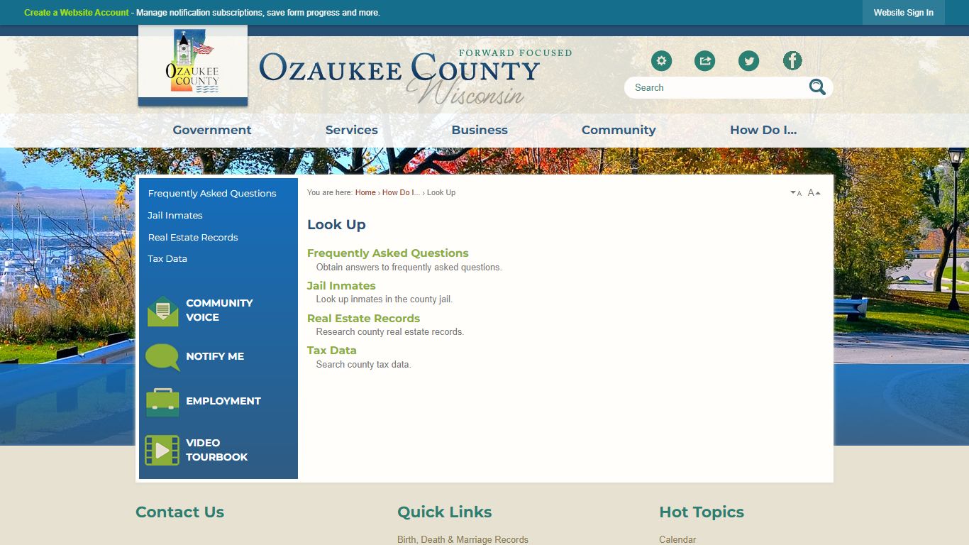 Look Up | Ozaukee County, WI - Official Website