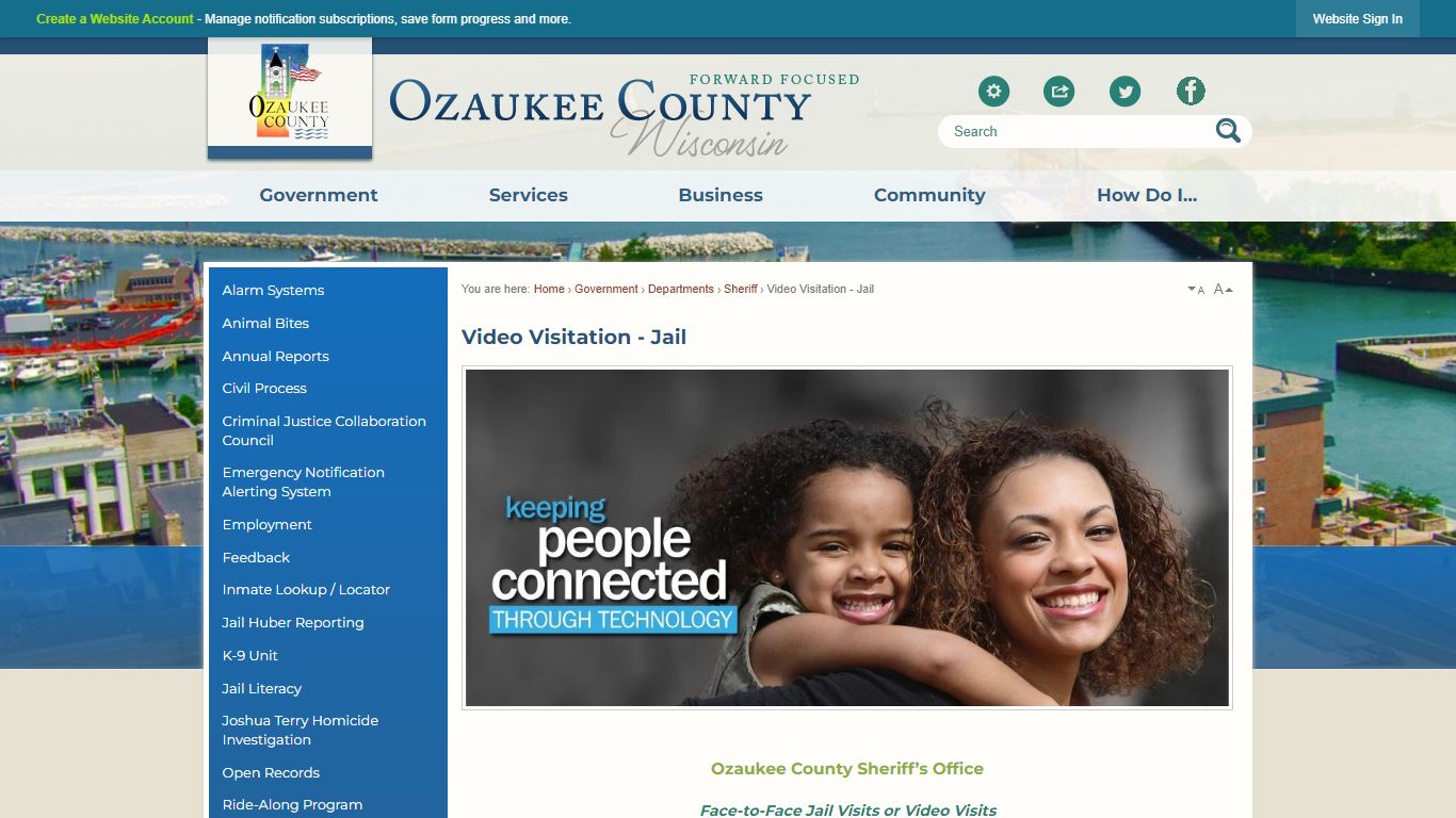 Video Visitation - Jail | Ozaukee County, WI - Official Website