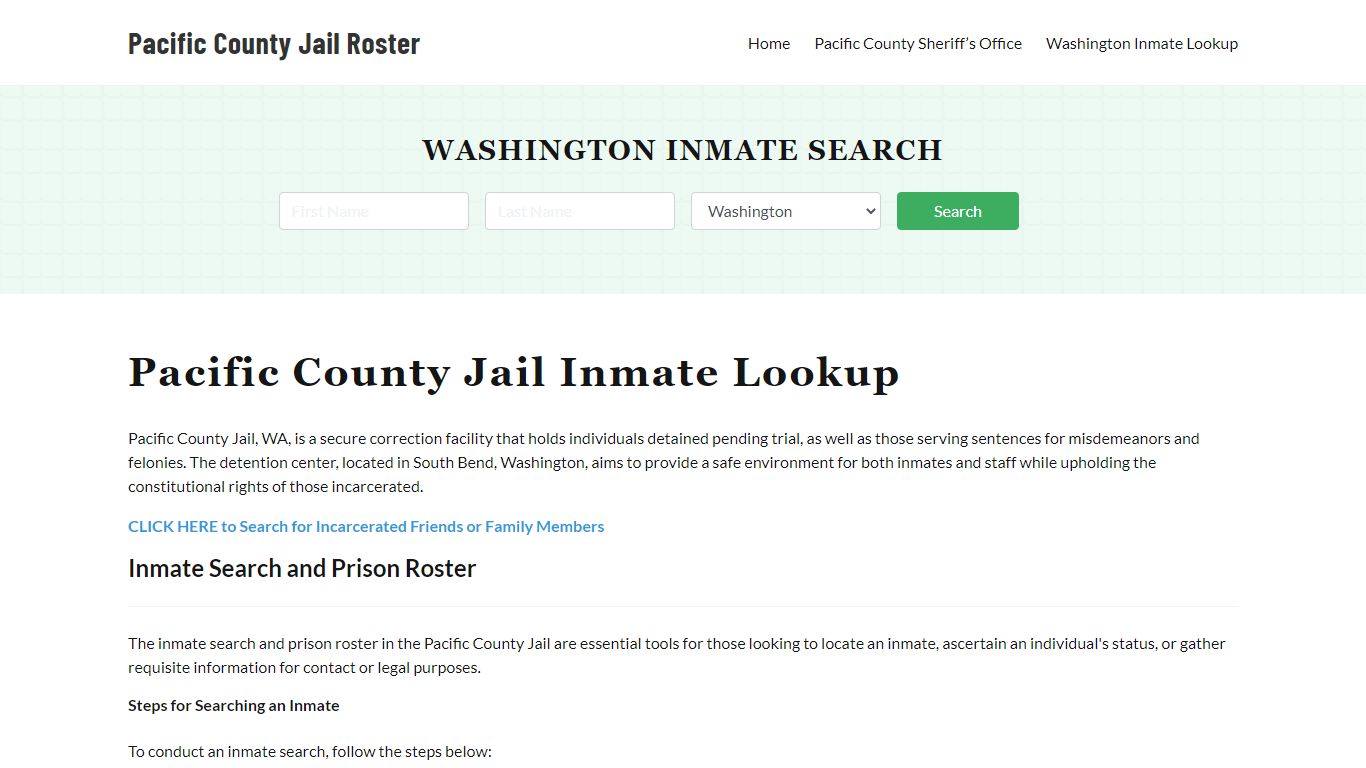 Pacific County Jail Roster Lookup, WA, Inmate Search