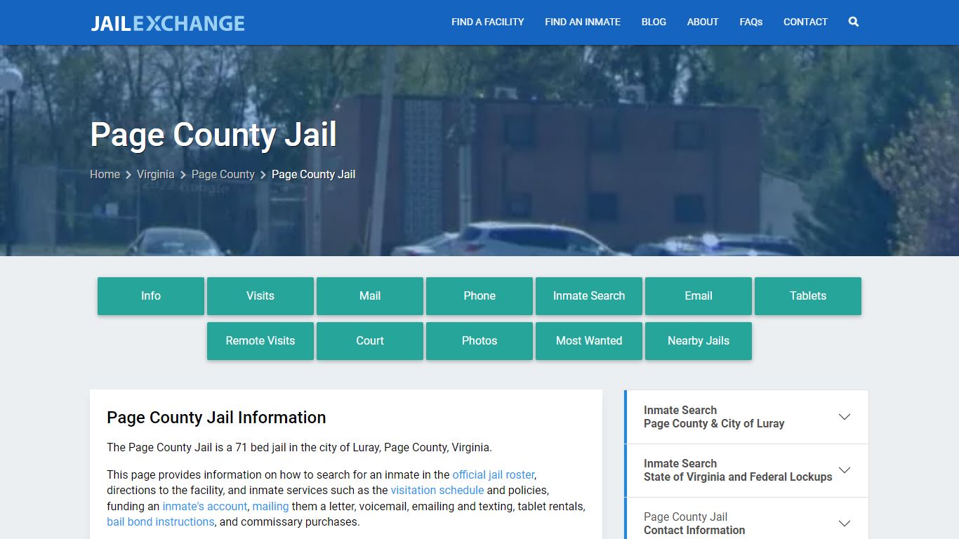 Page County Jail, VA Inmate Search, Information