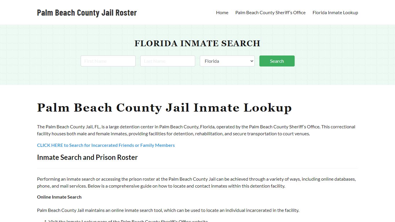 Palm Beach County Jail Roster Lookup, FL, Inmate Search