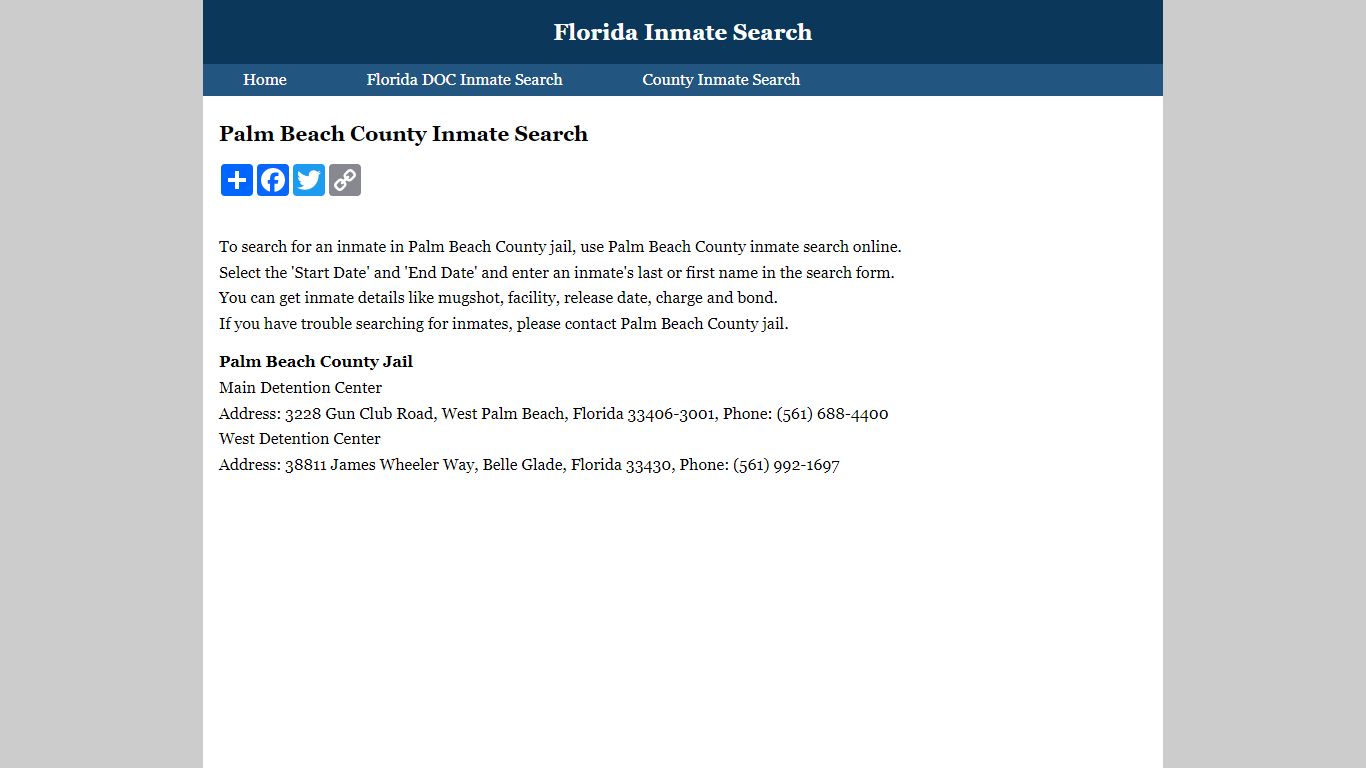 Palm Beach County Inmate Search