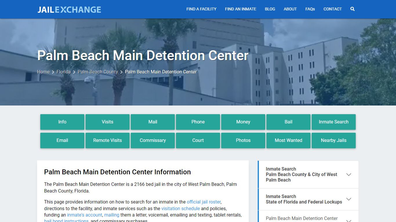Palm Beach Main Detention Center, FL Inmate Search, Information