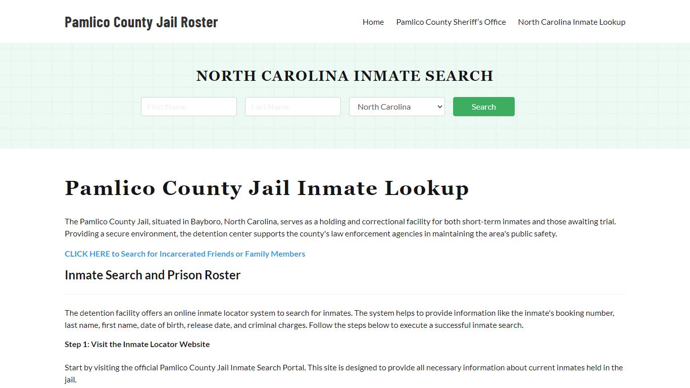 Pamlico County Jail Roster Lookup, NC, Inmate Search