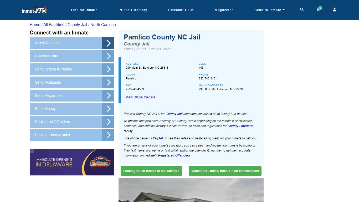 Pamlico County NC Jail - Inmate Locator - Bayboro, NC