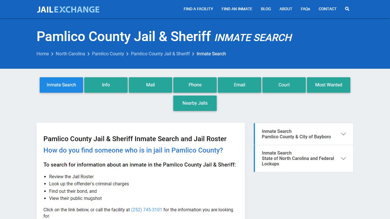 Inmate Search: Roster & Mugshots - Pamlico County Jail & Sheriff, NC