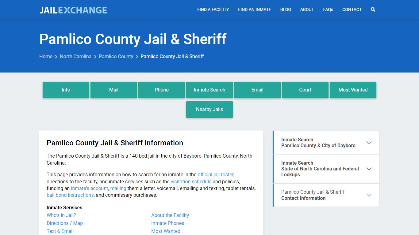 Pamlico County Jail & Sheriff, NC Inmate Search, Information