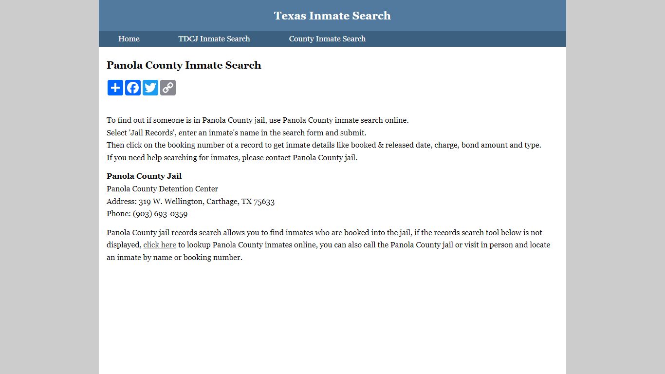 Panola County Inmate Search
