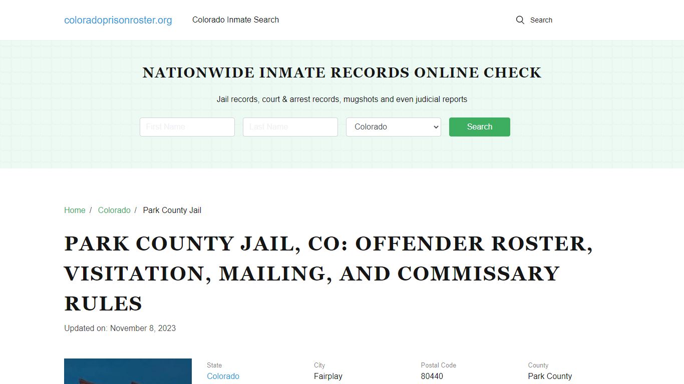 Park County Jail, CO: Inmate Lookup, Visitations, Contacs