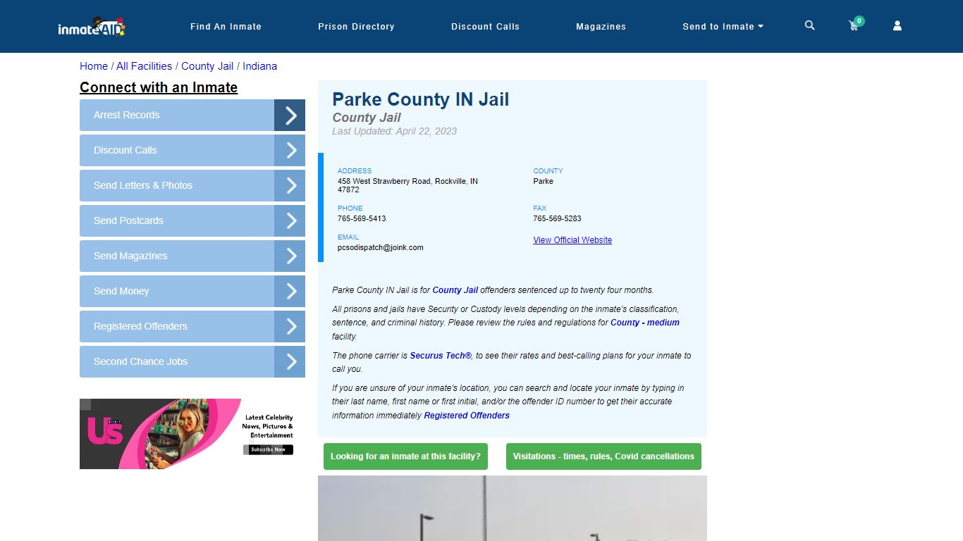 Parke County IN Jail - Inmate Locator - Rockville, IN