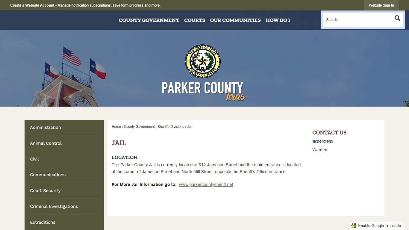 Jail | Parker County, TX - Official Website