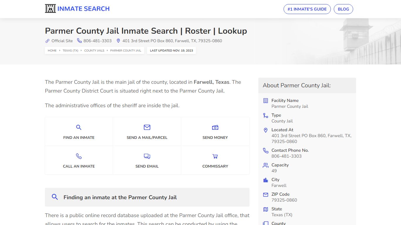 Parmer County Jail Inmate Search | Roster | Lookup