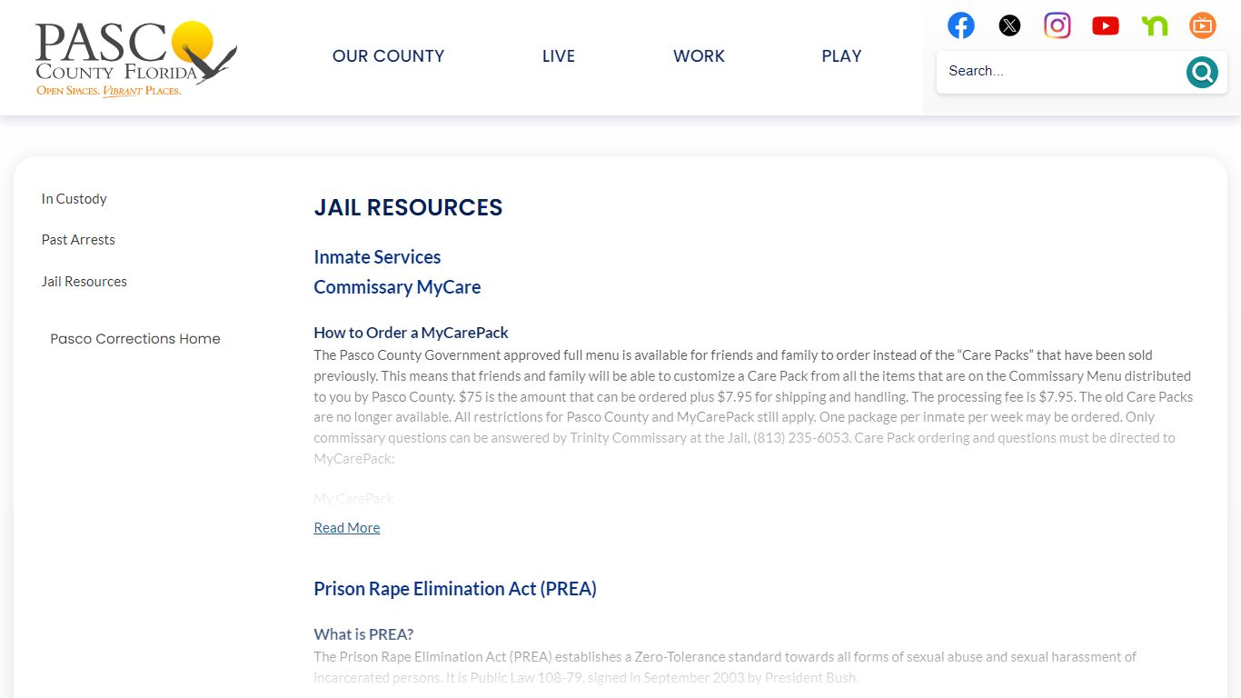 Jail Resources | Pasco County, FL - Official Website