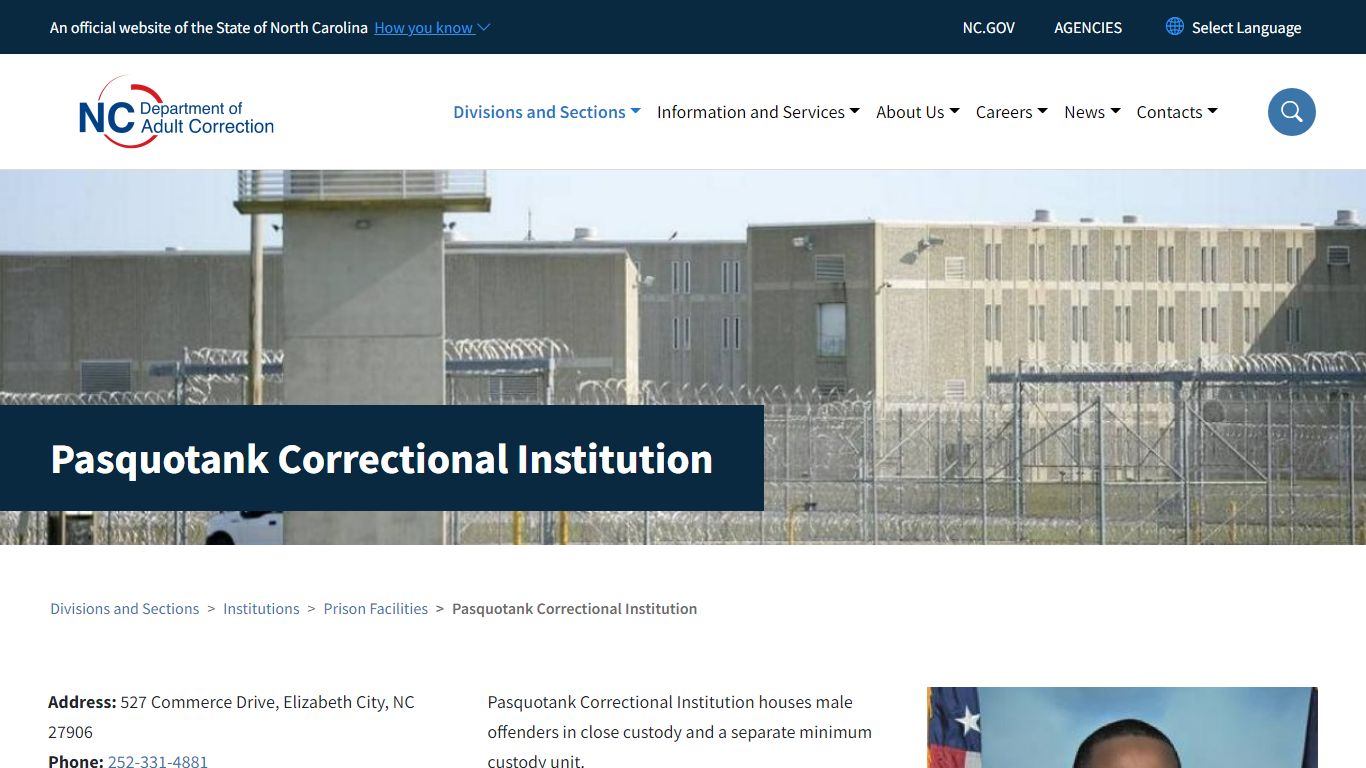 Pasquotank Correctional Institution | NC DAC