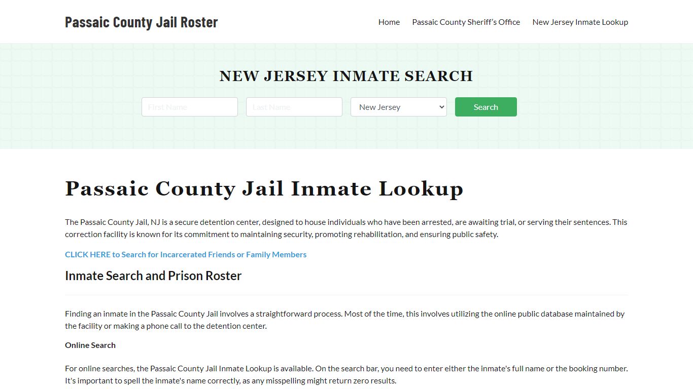 Passaic County Jail Roster Lookup, NJ, Inmate Search